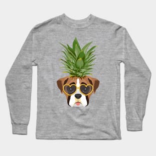 Pineapple Boxer Dog Long Sleeve T-Shirt